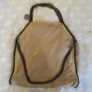 Stella McCartney Falabella shaggy deer foldover shoulder bag tote white vegan